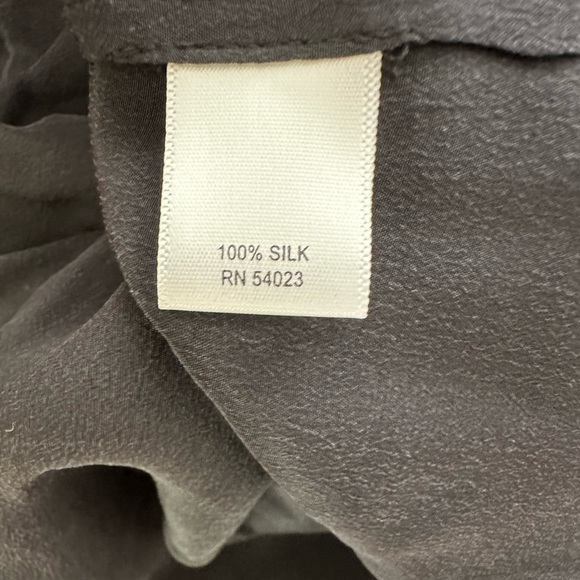 Banana Republic Black Silk Ruffle Elastic Tie Waist Top Blouse Medium - Picture 5 of 9